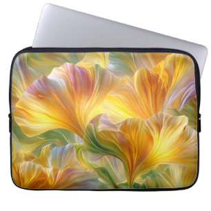 Capa Para Notebook Arte Floral Abstrata com Pétalas Amarelas