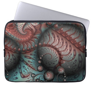 Capa Para Notebook Arte Fractal Abstrata Bolas Marrom Azul