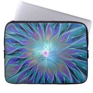 Capa Para Notebook Arte Fractal Abstrato de Sonho Roxo Azul