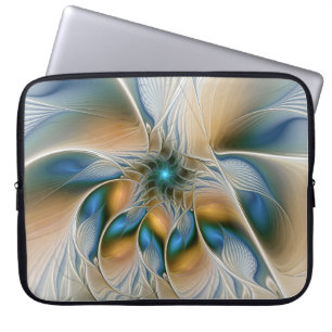 Capa Para Notebook Arte Fractal, Abstrato Fantasia, Com Azul