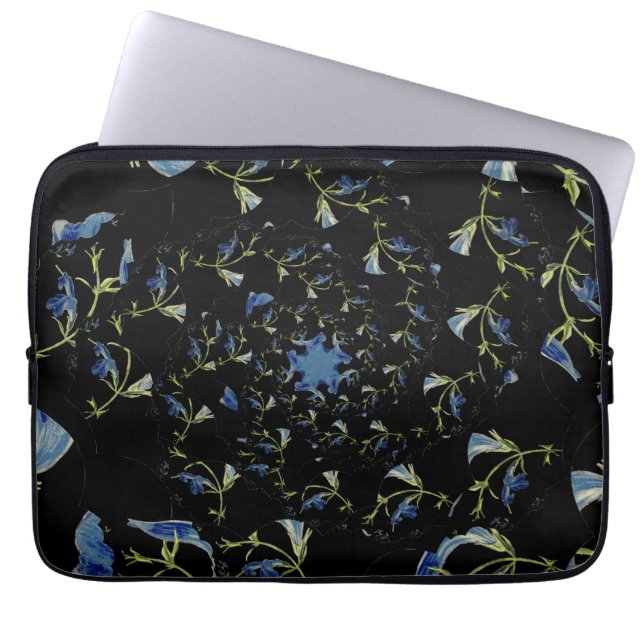 Capa Para Notebook Arte fractal de Blue e Black Sage (Frente)