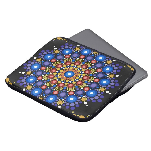 Capa Para Notebook Arte Fractal Floral Dotada Retro Mandala (Frente Topo)