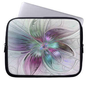 Capa Para Notebook Arte Fractal Moderna Floral Colorida Abstrato