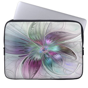 Capa Para Notebook Arte Fractal Moderna Floral Colorida Abstrato