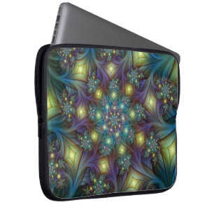 Capa Para Notebook Arte Fractal Roxa Roxa Abstrato brilhante iluminad