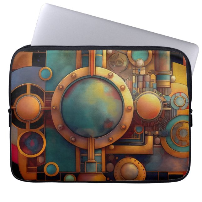 Capa Para Notebook Arte Geométrica Industrial Steampunk (Frente)