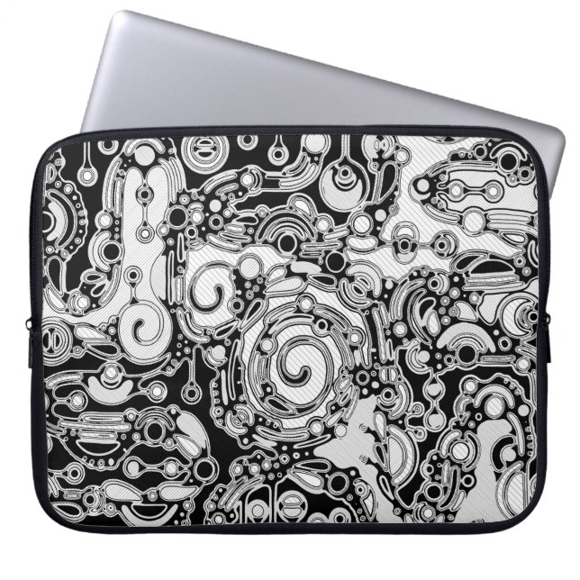 Capa Para Notebook Arte Geométrica Preta E Branca 3 (Frente)