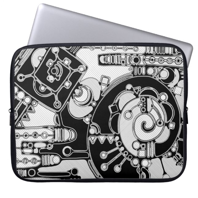 Capa Para Notebook Arte Geométrica Preto e Branco 4 (Frente)
