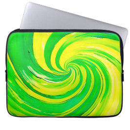 Capa Para Notebook Arte Giratória Verde e Amarela Vibrante