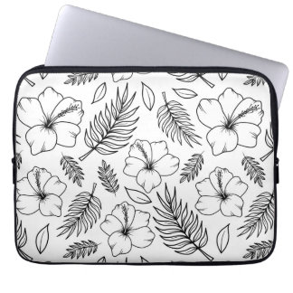 Capa Para Notebook Arte Gráfica de Linha de Hibisco Tropical