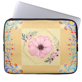 Capa Para Notebook Arte Gráfica Floral, Renascimento Primavera Laranj