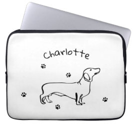 Capa Para Notebook Arte Minimalista Dachshund - Seu Texto, Seu Estilo