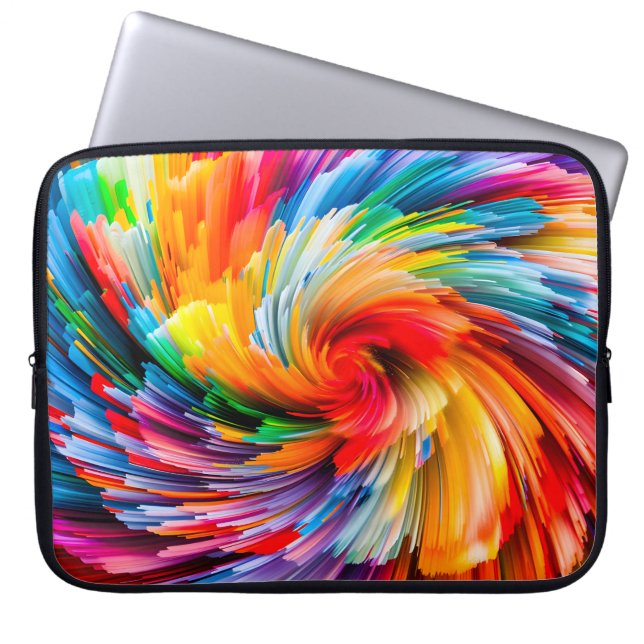 Capa Para Notebook Arte Moderna Rodopio Abstrato Arco-íris (Frente)