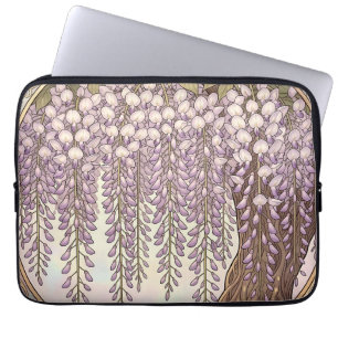 Capa Para Notebook Arte Nova Moldura Dourada Floral Wisteria