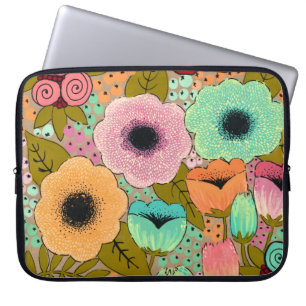 Capa Para Notebook Arte Pintura Flores De Fato Molhado