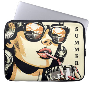 Capa Para Notebook Arte Pop Arte de Quadrinhos Mulher Bonita Bebendo