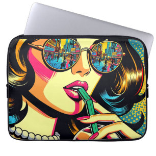 Capa Para Notebook Arte Pop Livro de Quadrinhos Mulher Bonita Bebendo