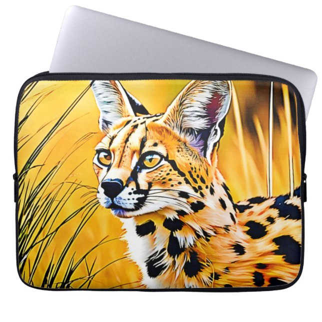 Capa Para Notebook Arte Serval Africana (Frente)