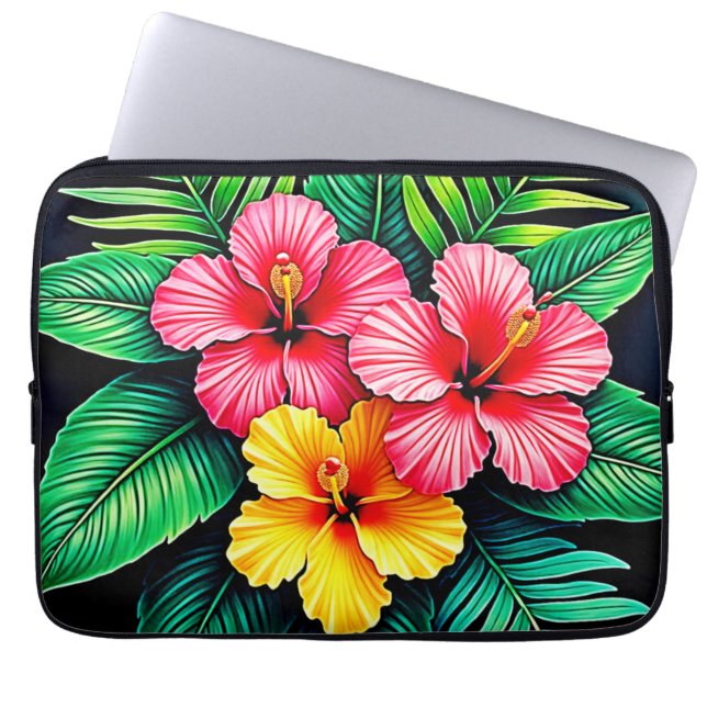 Capa Para Notebook Arte Tropical de Hibiscus Vibrant (Frente)