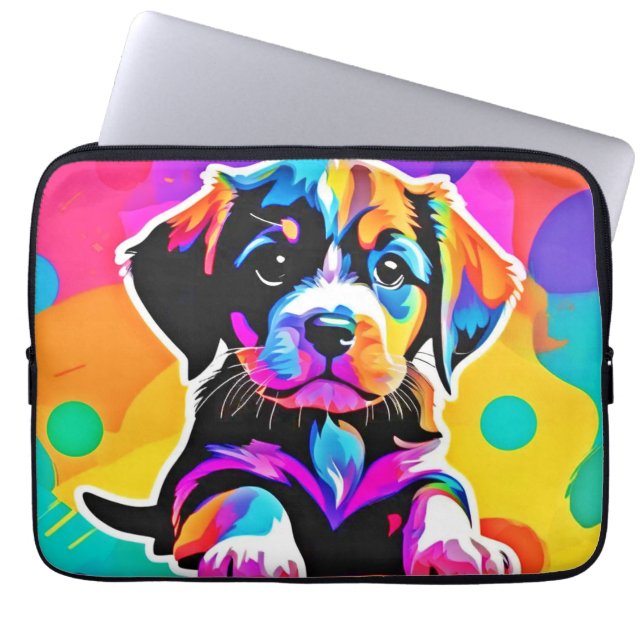Capa Para Notebook Arte Vibrante de Cachorro (Frente)