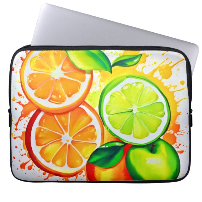 Capa Para Notebook Arte Vibrante de Frutas Cítricas (Frente)
