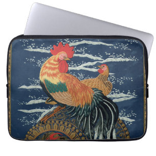Capa Para Notebook Arte Vintage de Galo Galinha Dragão Japonês