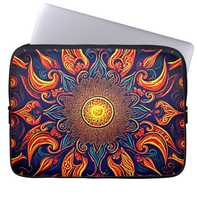 Capa Para Notebook Arte visionária Flaming Mandala (Frente)