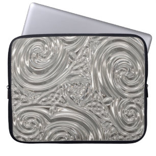 Capa Para Notebook Arte vitoriana elegante prateada nouveau