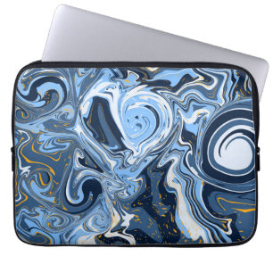 Capa Para Notebook Artes fluidas, brancas e Douradas   
