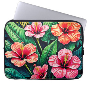 Capa Para Notebook Artesanato de Flores de Hibisco Tropical