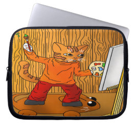 Capa Para Notebook Artista Painter Cat