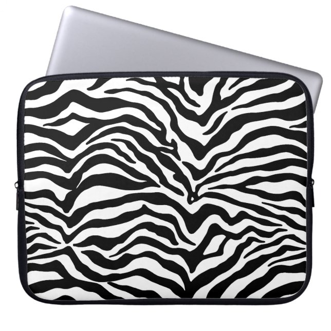 Capa Para Notebook Artsy Black White Funky Zebra Print Pattern (Frente)
