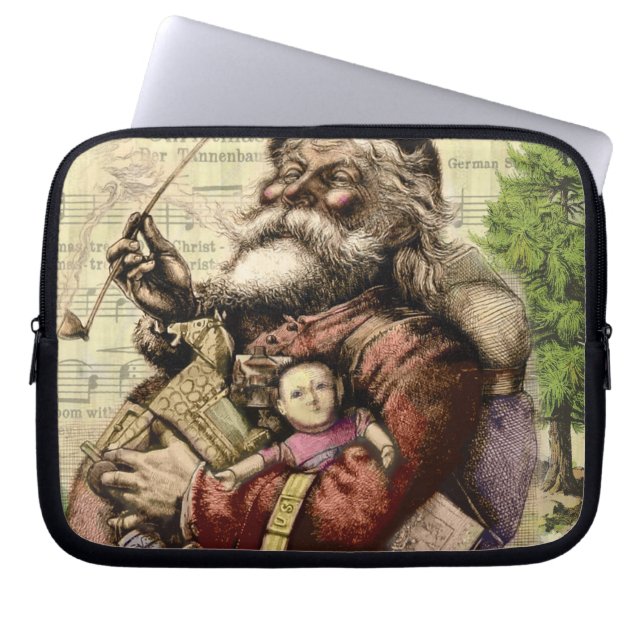 Capa Para Notebook Árvore Alegre do Papai Noel Ilustração Clássica (Frente)