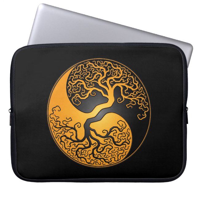 Capa Para Notebook Árvore amarela e preta de Yin Yang (Frente)