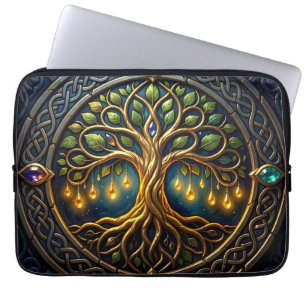 Capa Para Notebook Árvore Celestial de Luz Árvore Celta de Ouro da Vi