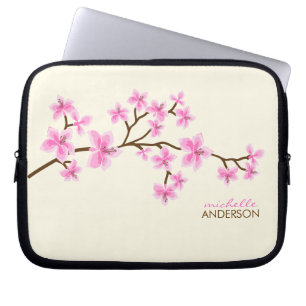 Capa Para Notebook Árvore cor-de-rosa das flores de cerejeira