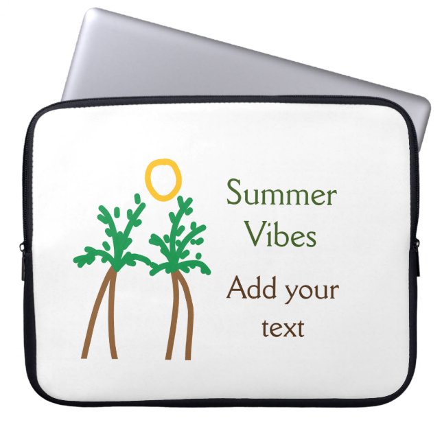 Capa Para Notebook Árvore de coco marrom verde vibrações de verão adi (Frente)
