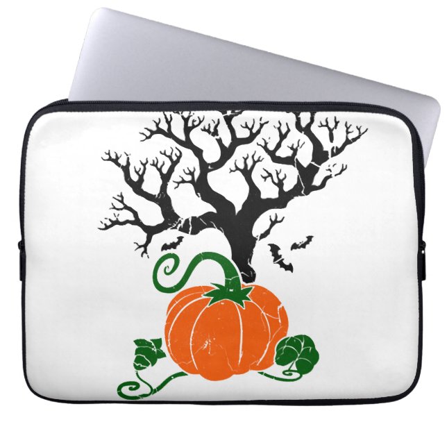 Capa Para Notebook Árvore de Halloween Camisas de Outono Suéter de Ha (Frente)