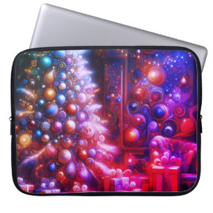 Capa Para Notebook Árvore de Natal Decorada Retro em Bolsa de Eletrôn