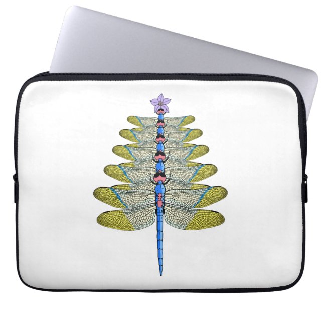 Capa Para Notebook Árvore de Natal Dragonfly, inseto de Natal (Frente)