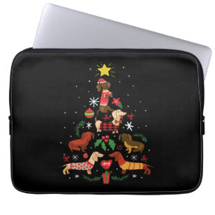 Capa Para Notebook Árvore de Natal Engraçado Dachshund