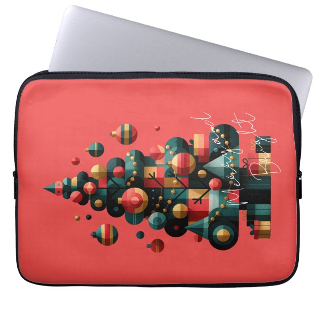 Capa Para Notebook Árvore de Natal Geométrica (Frente)