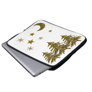Capa Para Notebook Árvore de Natal Sparkly, lua, estrelas