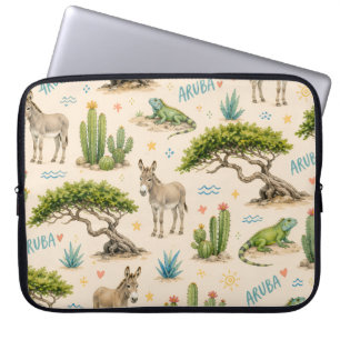 Capa Para Notebook Árvore divi de Aruba, burro, iguana, cacto