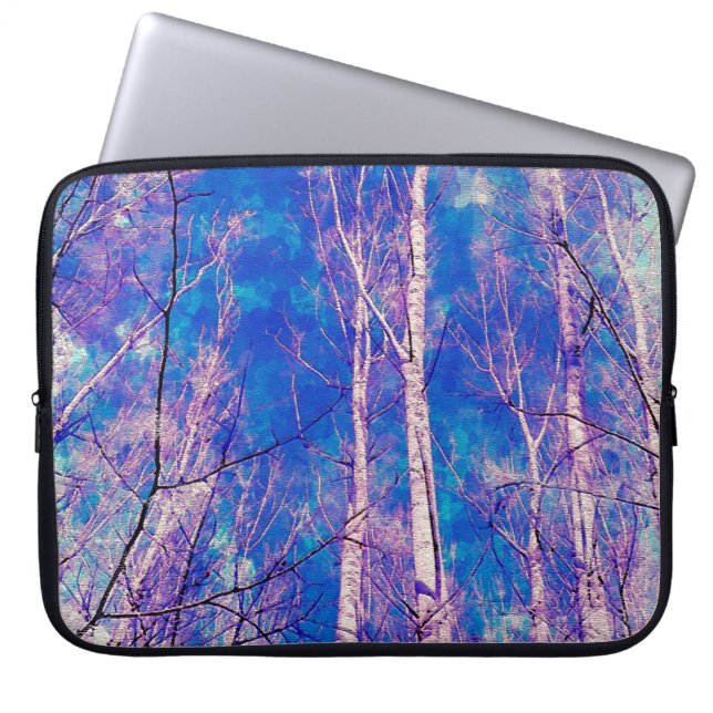 Capa Para Notebook Árvores Brancas Céu Azul Claro Em Fevereiro (Frente)