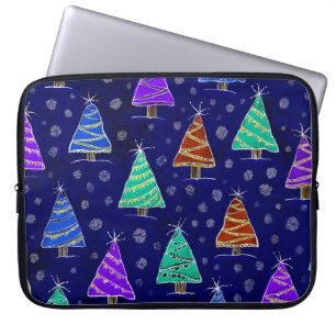 Capa Para Notebook Árvores de Natal Aquarela: Padrão Florestal.