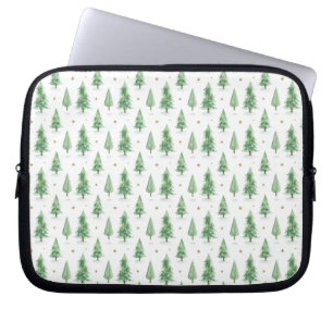 Capa Para Notebook Árvores de Natal em Aquarela Padrão Sem Costura