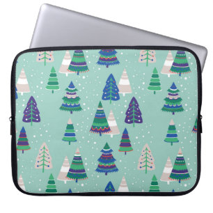 Capa Para Notebook Árvores de Natal, fundo azul
