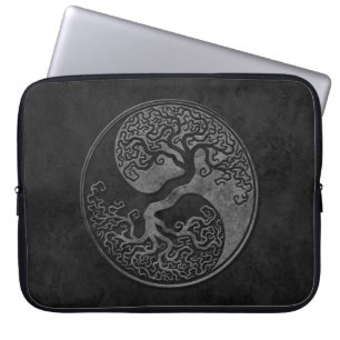 Capa Para Notebook Árvores de pedra escuras de Yin Yang