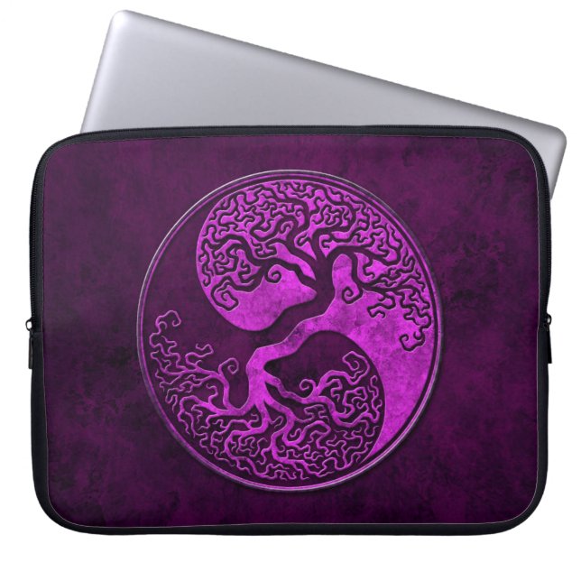 Capa Para Notebook Árvores de pedra roxas de Yin Yang (Frente)